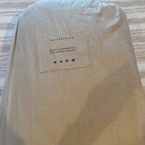 3 Piece Cotton Diamond Quilt & Sham Set Full/Queen Soft Gray